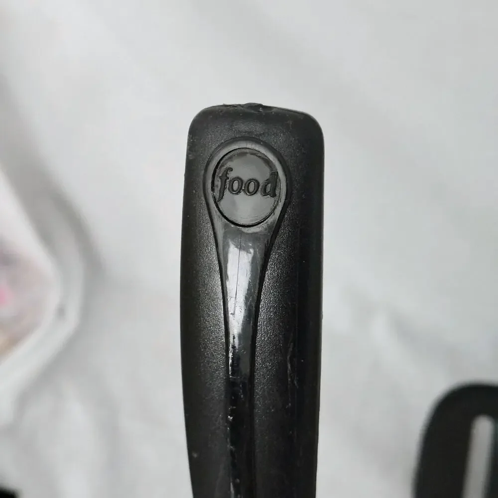Food Network Black Silicone Slotted Turner Spatula Spoon Serve Utensil Set Of 3